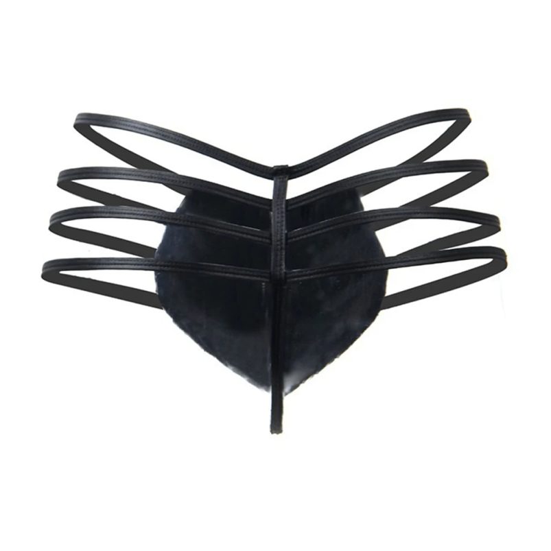 String homme rouge ficelle en cuir avec fermeture éclair - StringHomme.fr