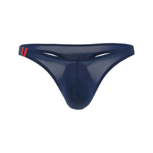 String homme bleu foncé ajouré à double bande