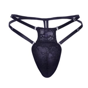 String homme dentelle rembourré transparent noir