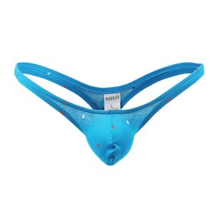 String homme coton bleu à point colorés