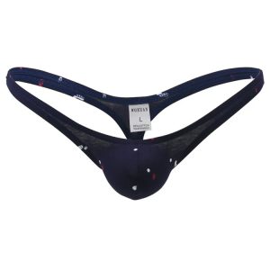 String homme coton bleu foncé à point colorés