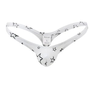 String homme coton blanc étoile noir